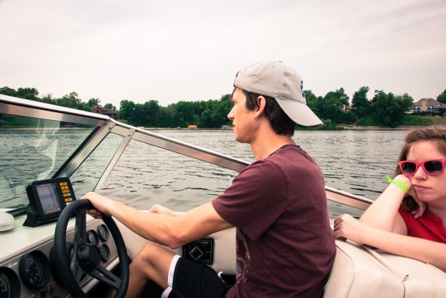 Action shot of Matt driving